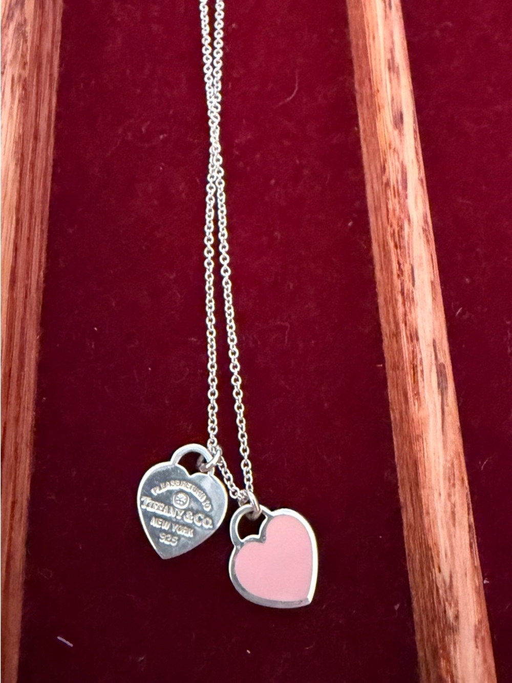 Tiffany & Co. Pink Heart Tag Necklace - Sterling Silver with diamond